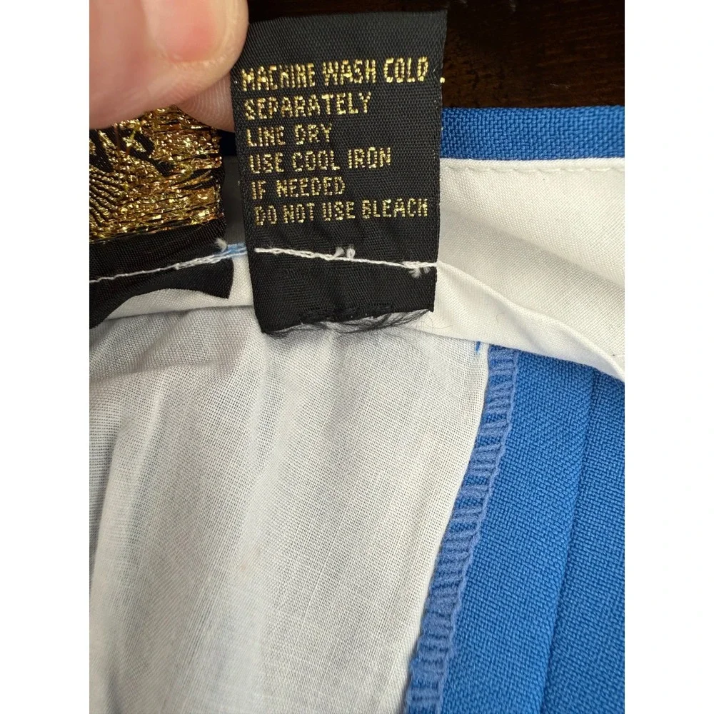 Vintage Style Mens Royal Blue Pleated Cuffed Dress Shorts Size 36 Polyester